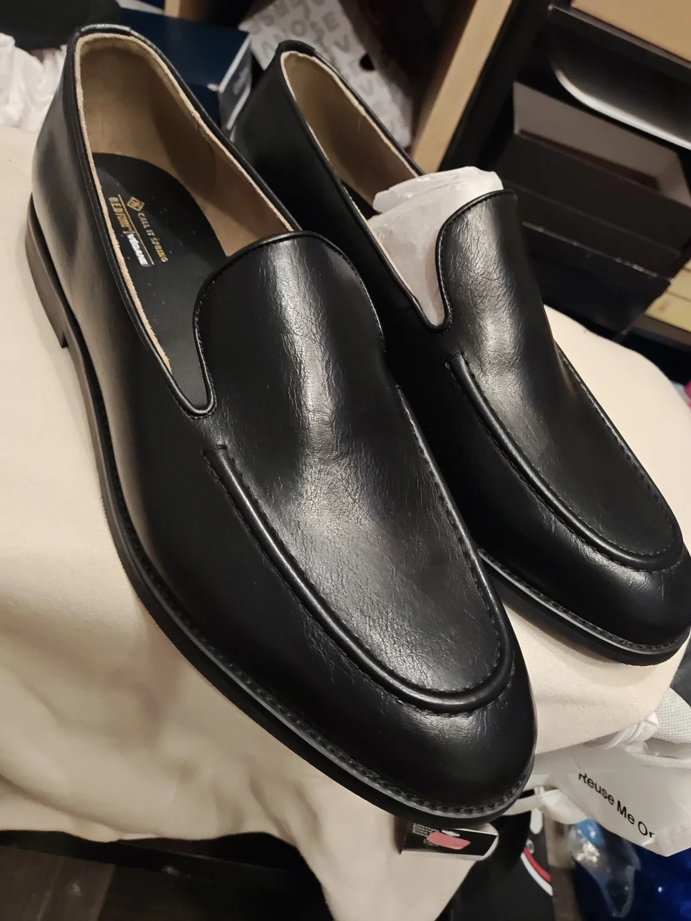 Call It Spring Black Leather Slip-On Men’s Loafers 13